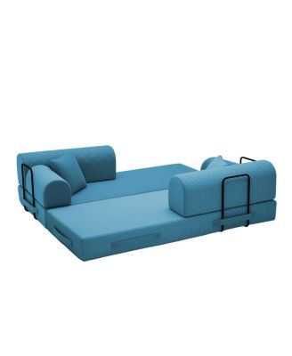 Convertible Sleeper Sofa Bed with Pillow, Corduroy Folding Mattress Couch