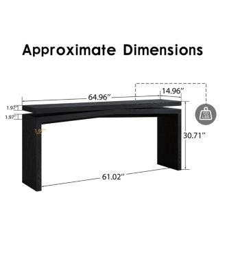  65-Inch Rustic Solid Wood Veneer Console Table - Farmhouse Entryway Sofa Table