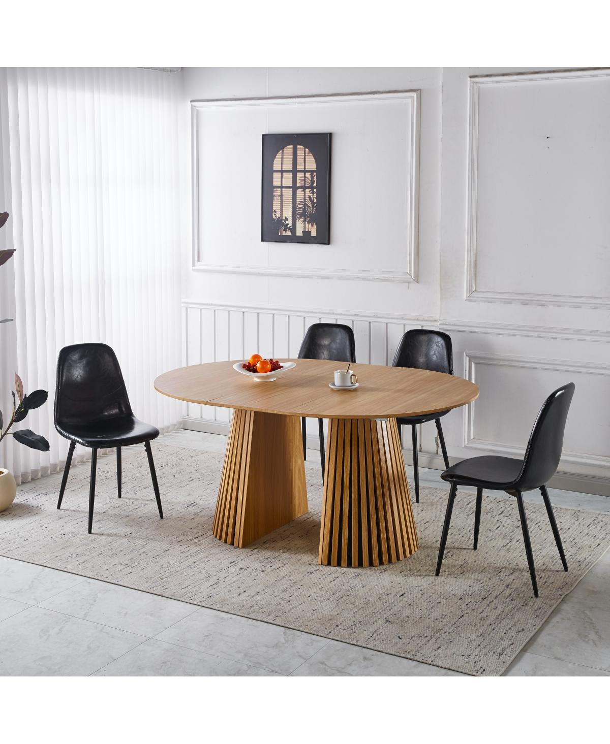 Streamdale Furniture 5pcs Dining Set, Metal Leg Table, Mid-century Mdf Top, Pedestal Table