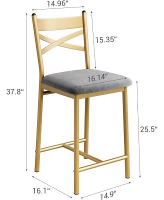 Bar Stools Set of 2 Kitchen Barstools with Footrest and Back PU Leather Counter Height Bar Stools with Footrest Bar Charis