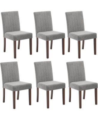 Parsons Button Tufted Dining Chairs, Set of 6 – Upholstered Fabric with Wood Legs