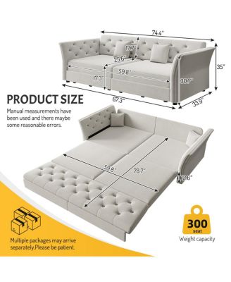 Sofa Bed with Handmade Fabric Flower Design.