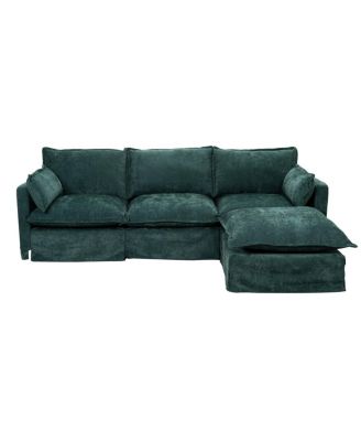 93.31" Modular Sectional Sofa Couch, Modern L-shaped Sofa with Movable Ottoman, 4-Seater.