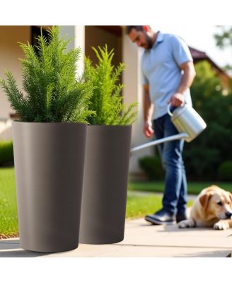  2 Pack 21.7" Tall Square Planters for Indoor/Outdoor Plants