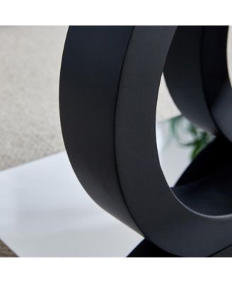 Modern Glass Top Coffee Table with Black Base - 47.2" L