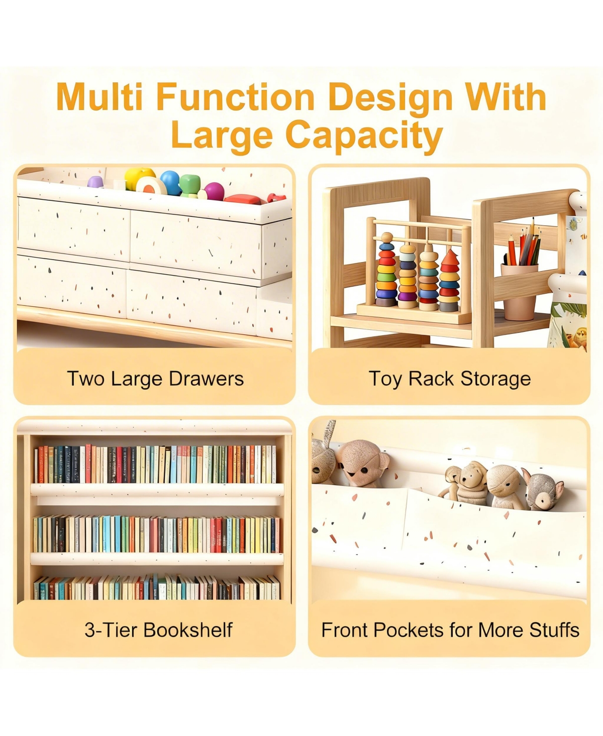 Yigii Wood Bookshelf for Kids