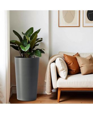  2 Pack 21.7" Tall Square Planters for Outdoor Plants