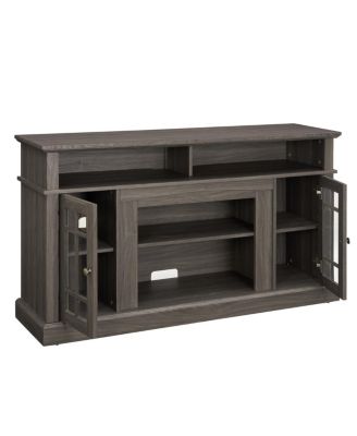 Classic TV Media Stand, Dark Walnut/Black, 58.25"W