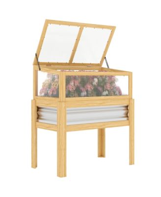 Raised Garden Bed with Flip-Up Mini house