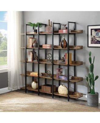 5 Tier Vintage Industrial Bookcase with Metal Frame & MDF Board