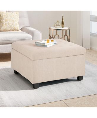 Upholstered Tufted Fabric Storage Ottoman