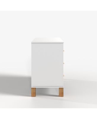 6 Drawer Wooden Double Dresser with Modern Metal Handles