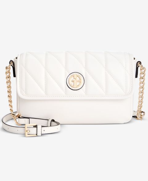 Женская сумка Giani Bernini E/W Quilted Crossbody, цвет: Bright Whi