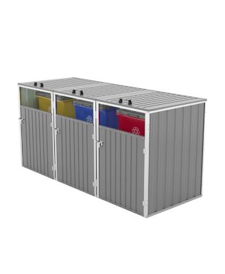Garbage Bin Shed for 3 Cans, Lockable, Waterproof
