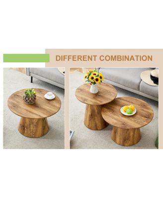 Natural Wood Grain MDF Round Coffee Table