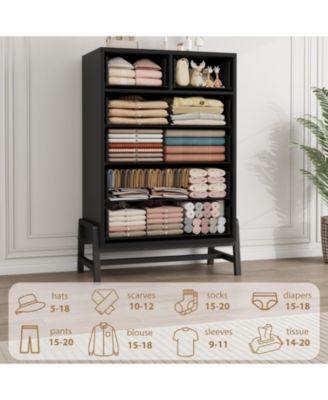 6 Dresser for Bedroom, Freestanding 46.6 in Tall Drawer Dresser with Storage, Wooden Closet Storage Chest for Living Room, Bedroom, Entryway