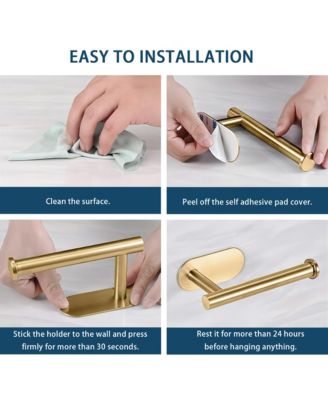 Self Adhesive Toilet Paper Holder - Stainless Steel, Rustproof, No Drilling, Wall Mount Bathroom Tissue Holder for Bathroom