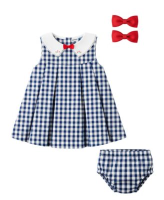 Baby Girls' Scallop-Collar Dress & Panties with Hairclip, 2-Piece Set