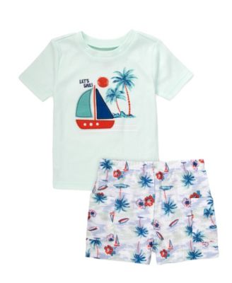 Baby Boys' Collared Shirt, Short-Sleeve T-Shirt and Printed Shorts, 3-Piece Set
