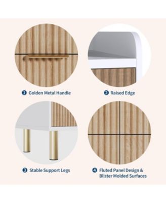 Dresser for Bedroom, 47.2" Fluted Wood Double Dresser with Metal Handles Curved Design Wide Storage Organizer Cabinet