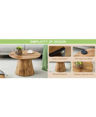 2 Piece Wood Veneer Nested Coffee Table Set
