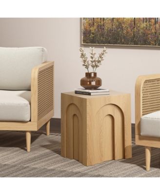 Set of Three Oak Finish Nesting Side Tables, Durable Manufactured Wood for Living Room
