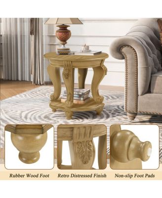 22" Two Tone Round End Table with Shelf