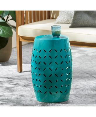 Sculptural Barrel Side Table with Laser-Cut Floral Motifs