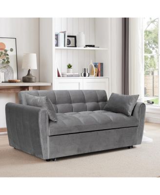 65-inch 3-in-1 Foldable Sofa Bed, Modern Velvet Double Sofa with Adjustable Back