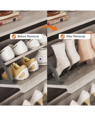 Wooden Shoe Cabinet with 2 Flip Drawers – Adjustable Shelf Shoe Organizer, Hidden Freestanding Shoe Storage for Entryway, Hallway, Living Room