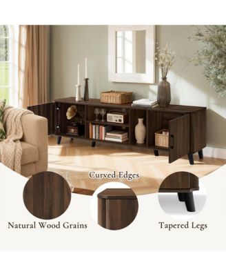 Dark Oak Manufactured Wood 71-Inch Wide TV Console Cabinet