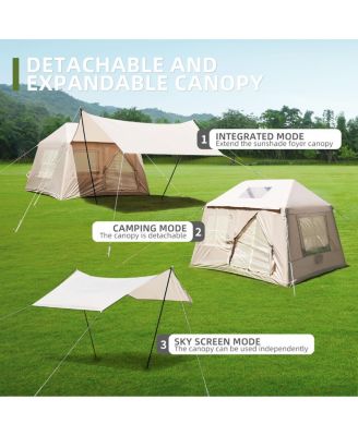 5.72m² Inflatable 4 Season Camping Tent with Stove Jack & Mesh Windows