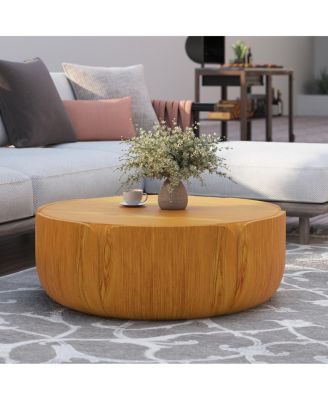 35.63" Round Wood Grain Outdoor/Indoor Coffee Table
