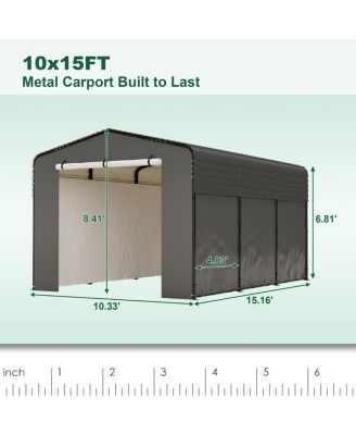 10x15 FT Metal Carport with Waterproof Cloth & Steel Roof