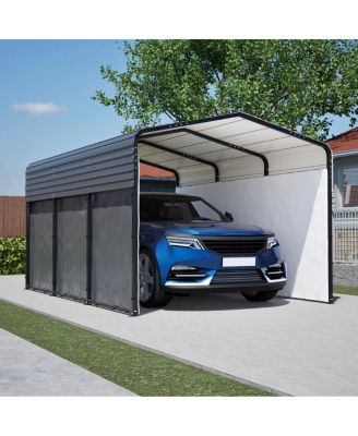 10x15 FT Metal Carport with Waterproof Cloth & Steel Roof