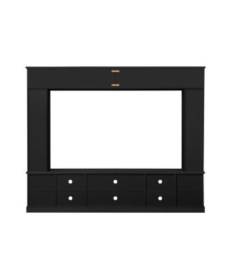 Entertainment Center Wall Unit for TVs up to 80" with Bookshelves & Glass Doors