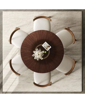 Solid Wood Dining Table Set with 6 Chairs & Lazy Susan