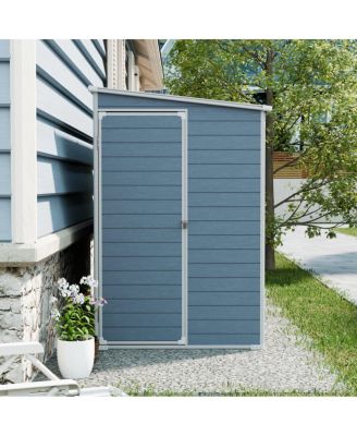 4x8ft Outdoor Resin Storage Shed with Two-Window, Waterproof, Lockable Doors
