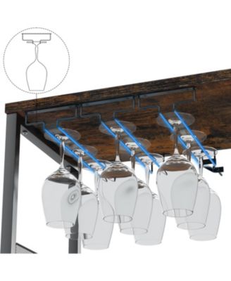 3-Tier Wine Bar Cabinet with Detachable Wine Rack and Drawer Industrial Sideboard and Buffet Cabinet with Glass Holder and Mesh Door