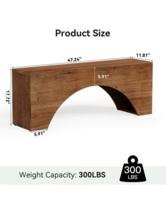 47" Solid Wood Bench, Arch End of Bed Bench for Bedroom, Narrow Long Entryway Bench, Wooden Indoor Dining Bench