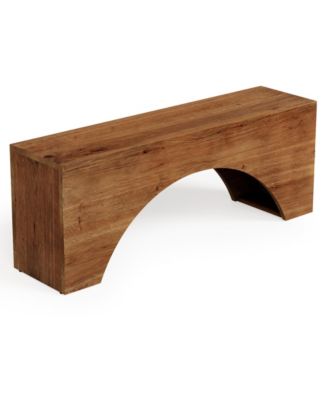 47" Solid Wood Bench, Arch End of Bed Bench for Bedroom, Narrow Long Entryway Bench, Wooden Indoor Dining Bench