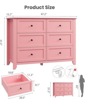 6-Drawer Dresser for Bedroom, Large Wooden Chest with Deep Drawers and Metal Knobs for Entryway, Hallway