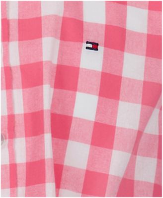 Girls' 7-16 Gingham Round Neck Dress
