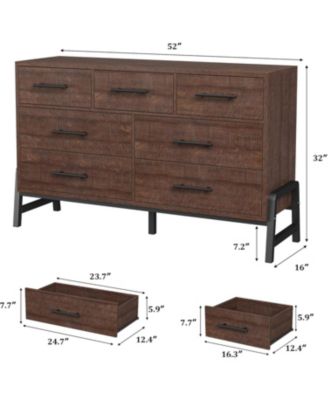7 Dresser for Bedroom, Freestanding 52 in Wide Drawer Dresser with Storage, Wooden Closet Storage Chest for Living Room, Bedroom, Entryware