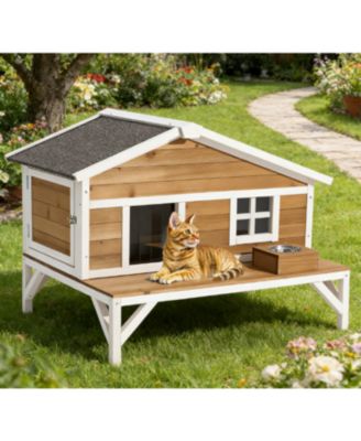 Insulated Cat House with Large Platform, Waterproof Winter Shelter for Indoor & Outdoor Cats