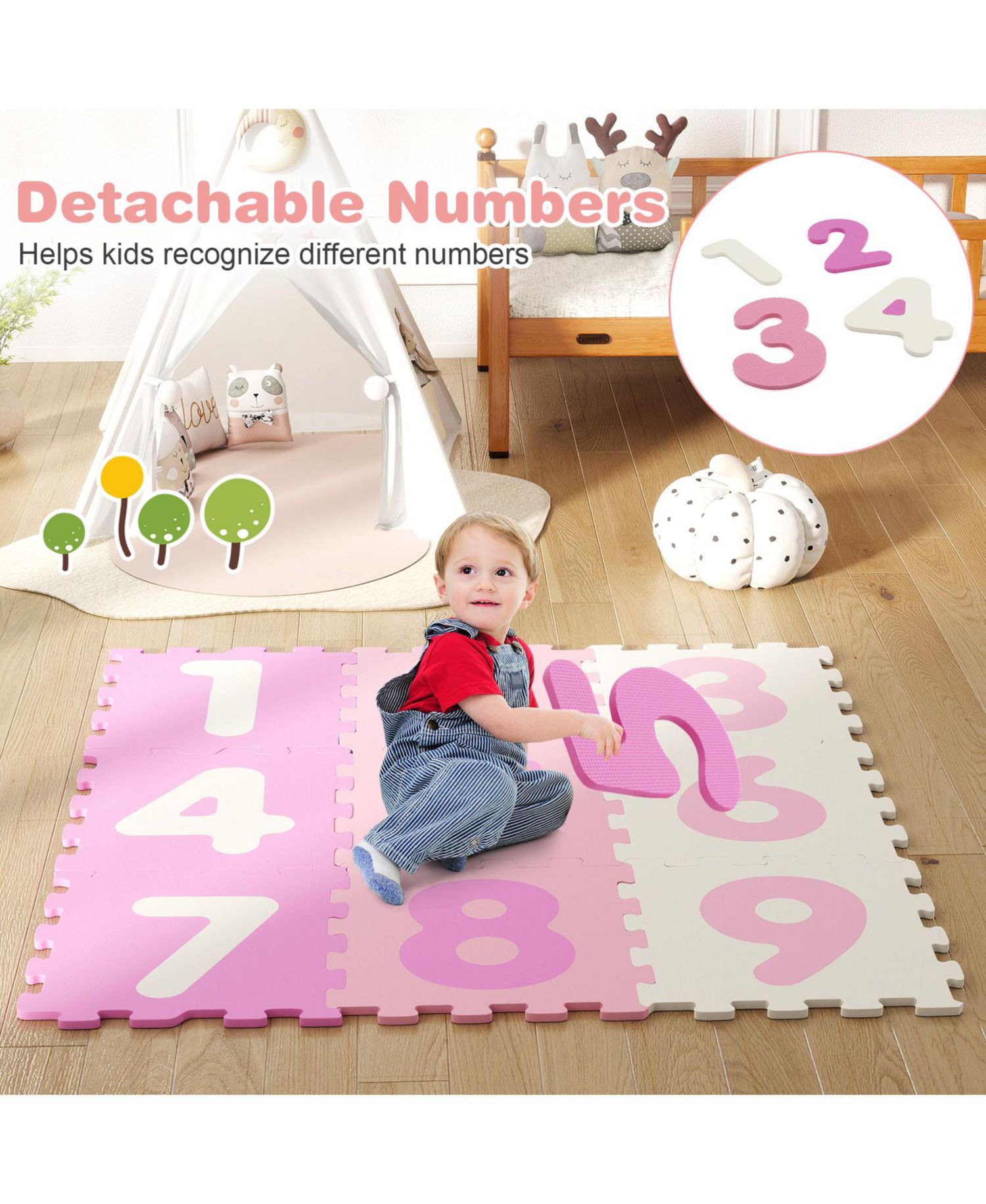 Interlocking Foam Puzzle Floor Mat, 9-Piece Set