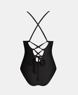 Women's V-Neck Cross-Back Straps One-Piece Swimsuit