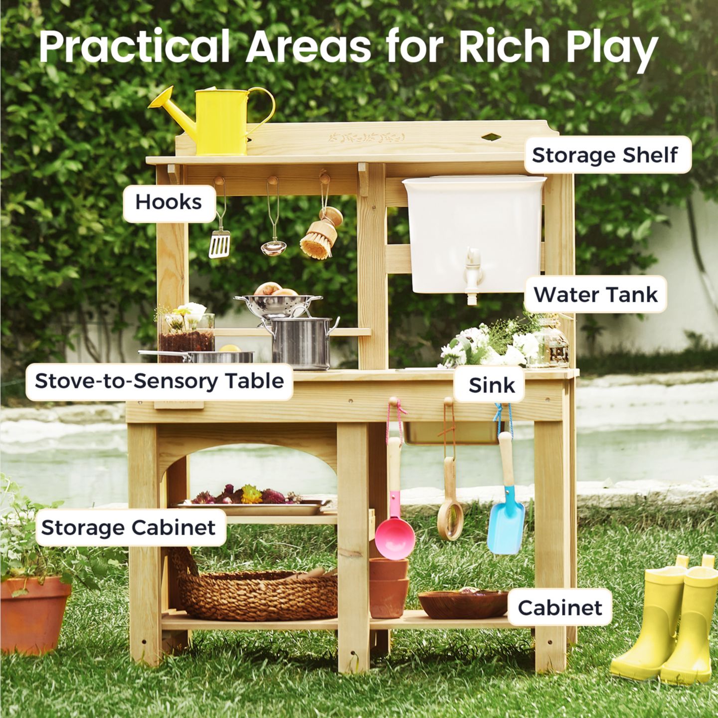Детская игрушка Tiny Land Mud Kitchen - DuoPlay Outdoor Play Kitchen for Kids — фото 3