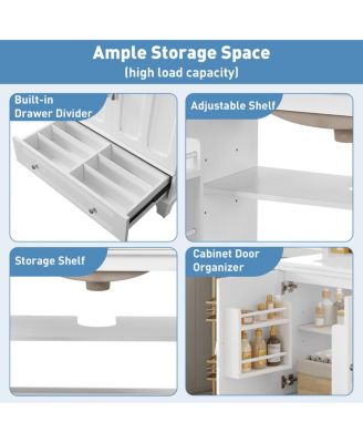 30"  Bathroom Vanity with Integrated Sink, Solid Wood & MDF Cabinet, Adjustable Shelf, Modern Storage