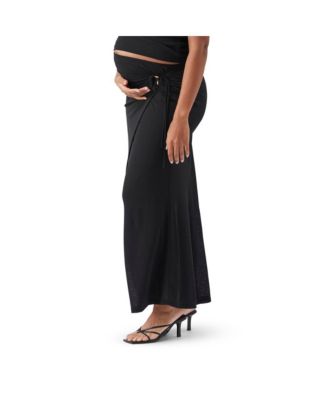Maternity Ripe Mock Wrap Skirt Black